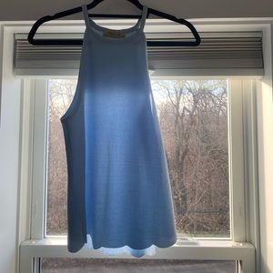 Instyle scallop hem baby blue top